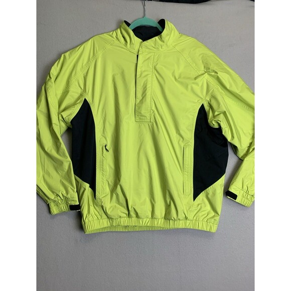 Footjoy Dryjoys Jacket Mens Large Neon Yellow Rain Windbreaker 1/4 Zip Pullover - Picture 1 of 8